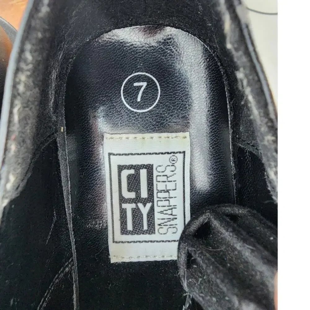 Vintage Y2K City Snappers Chunky Black Platform Shoes Size 7 Grunge